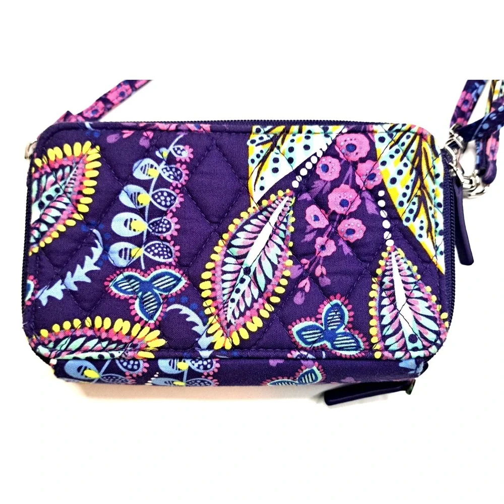 Vera Bradley 3-pc Crossbody Bag "BATIK LEAVES" Quilted Cottage Wallet ID Holder - Picture 2 of 7